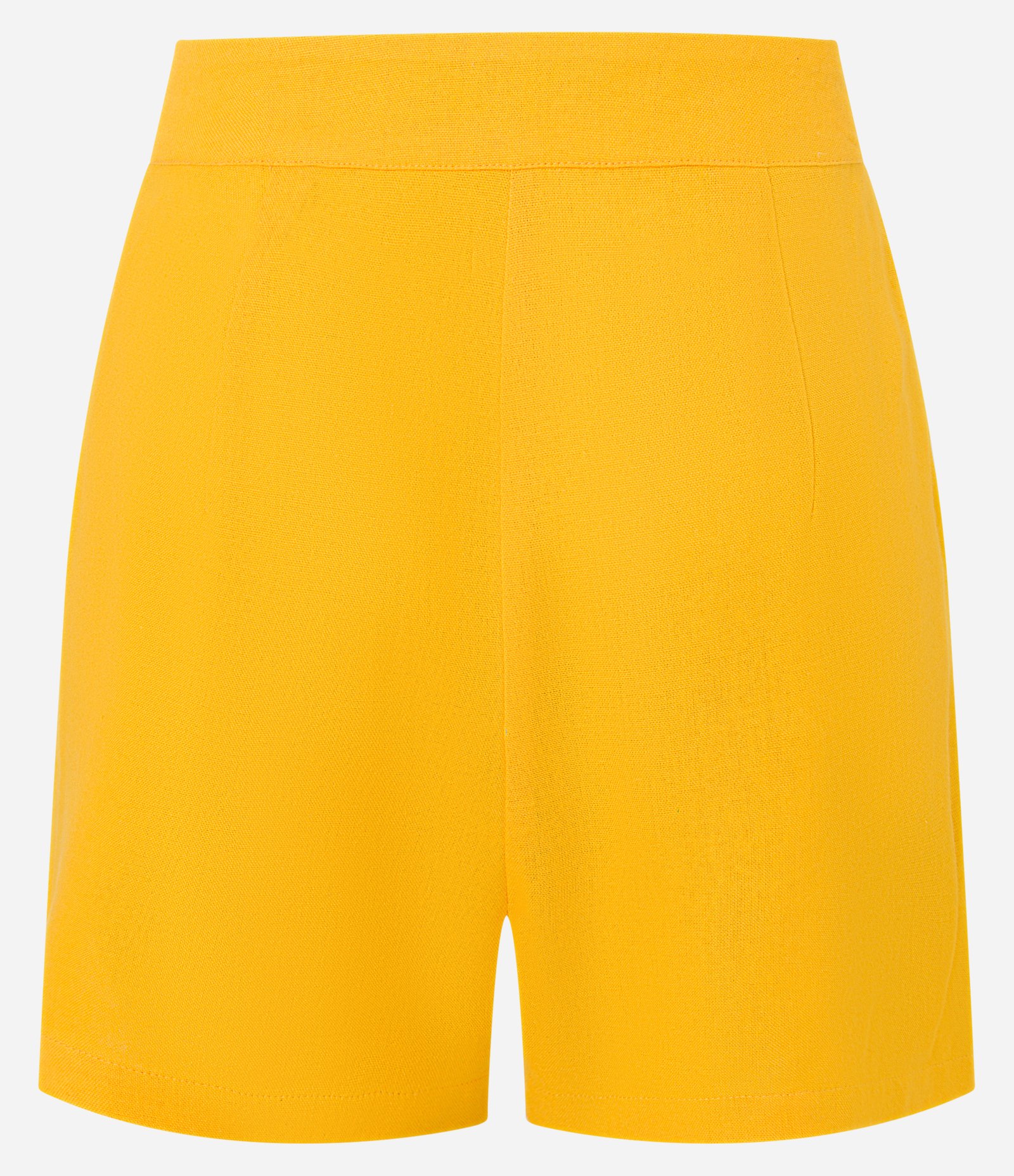 Short Cintura Alta em Viscolinho com Pregas e Bolsos Mostarda 7