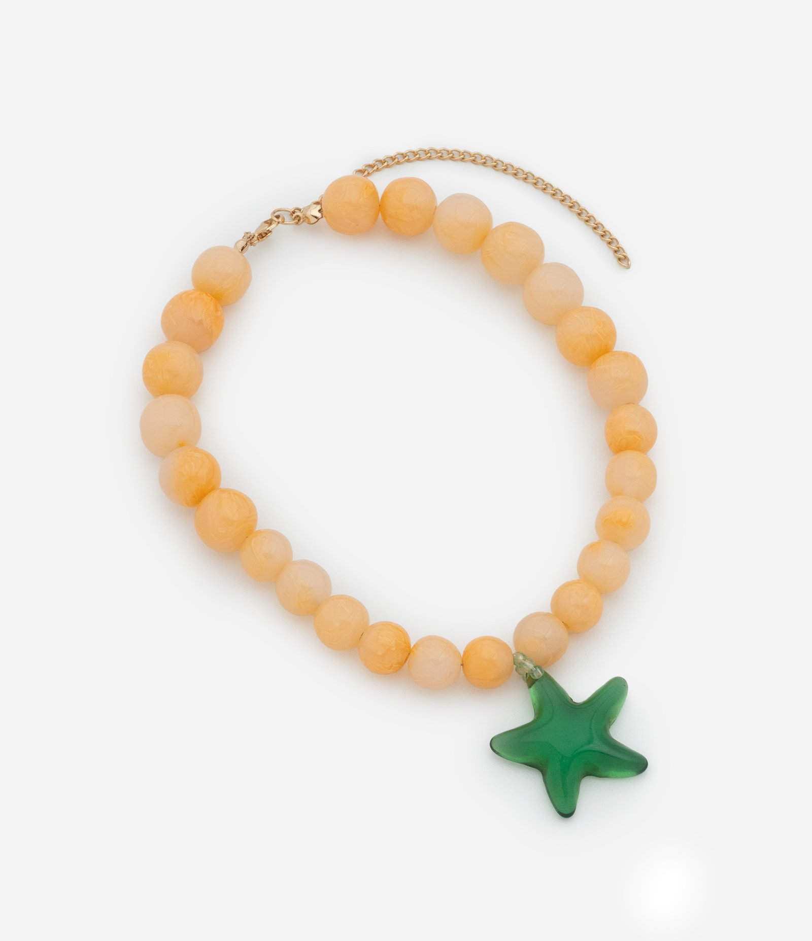 Colar Curto com Bolinhas Degradê e Pingente de Estrela Verde/Amarelo 2