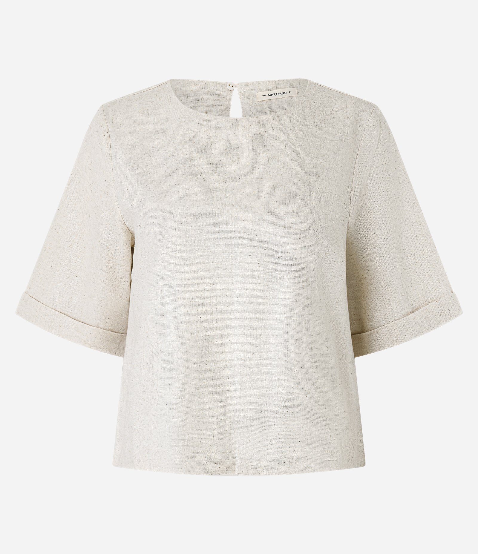 Blusa em Viscolinho com Manga Dobrada Bege 5