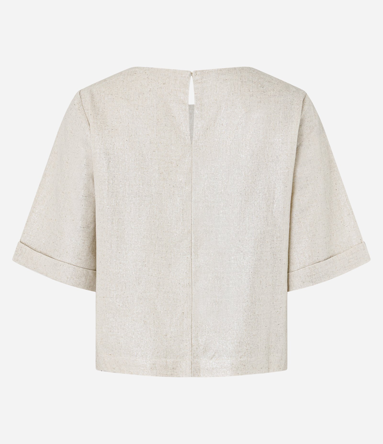 Blusa em Viscolinho com Manga Dobrada Bege 7