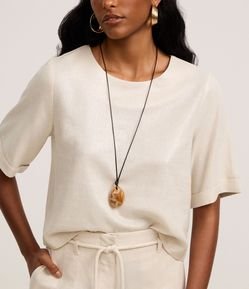 Blusa em Viscolinho com Manga Dobrada