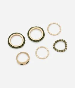 Kit 06 Anéis em Metal com Texturas Variadas