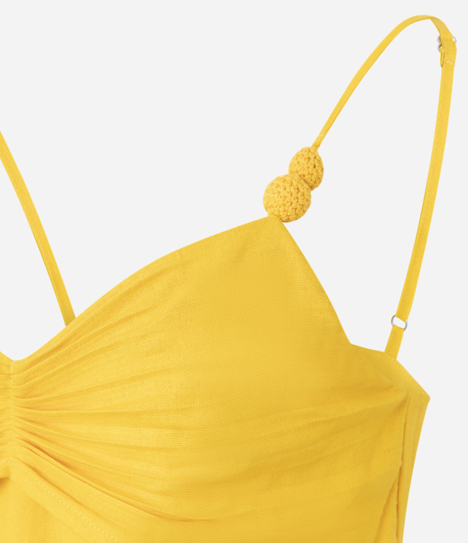 Vestido Long Midi em Viscolinho e Detalhes nas Alças Amarelo 6