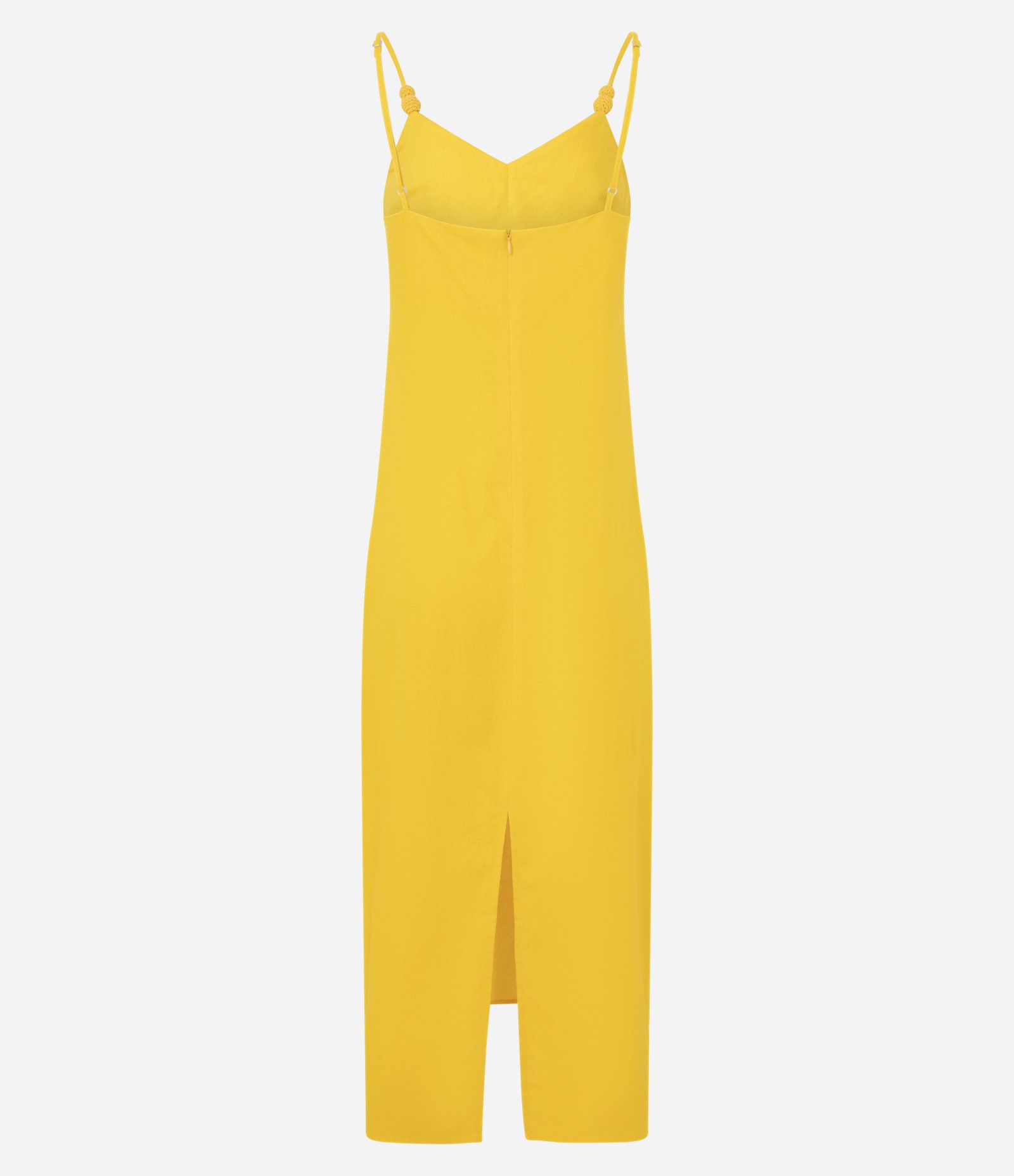 Vestido Long Midi em Viscolinho e Detalhes nas Alças Amarelo 7
