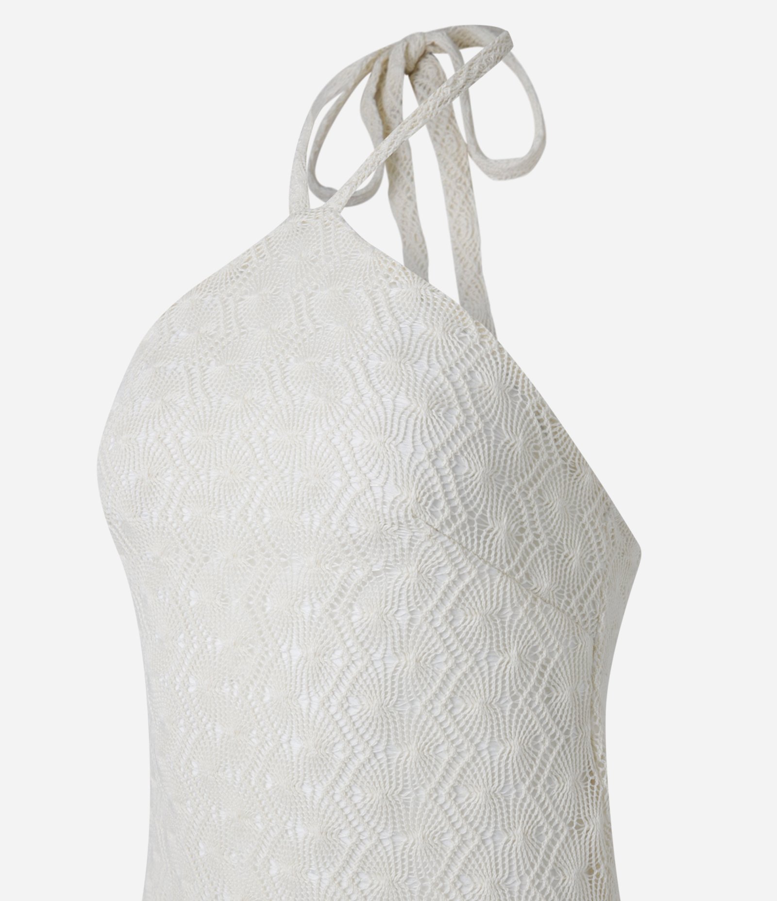 Vestido Reto Long Midi em Renda Frente Única Branco 8