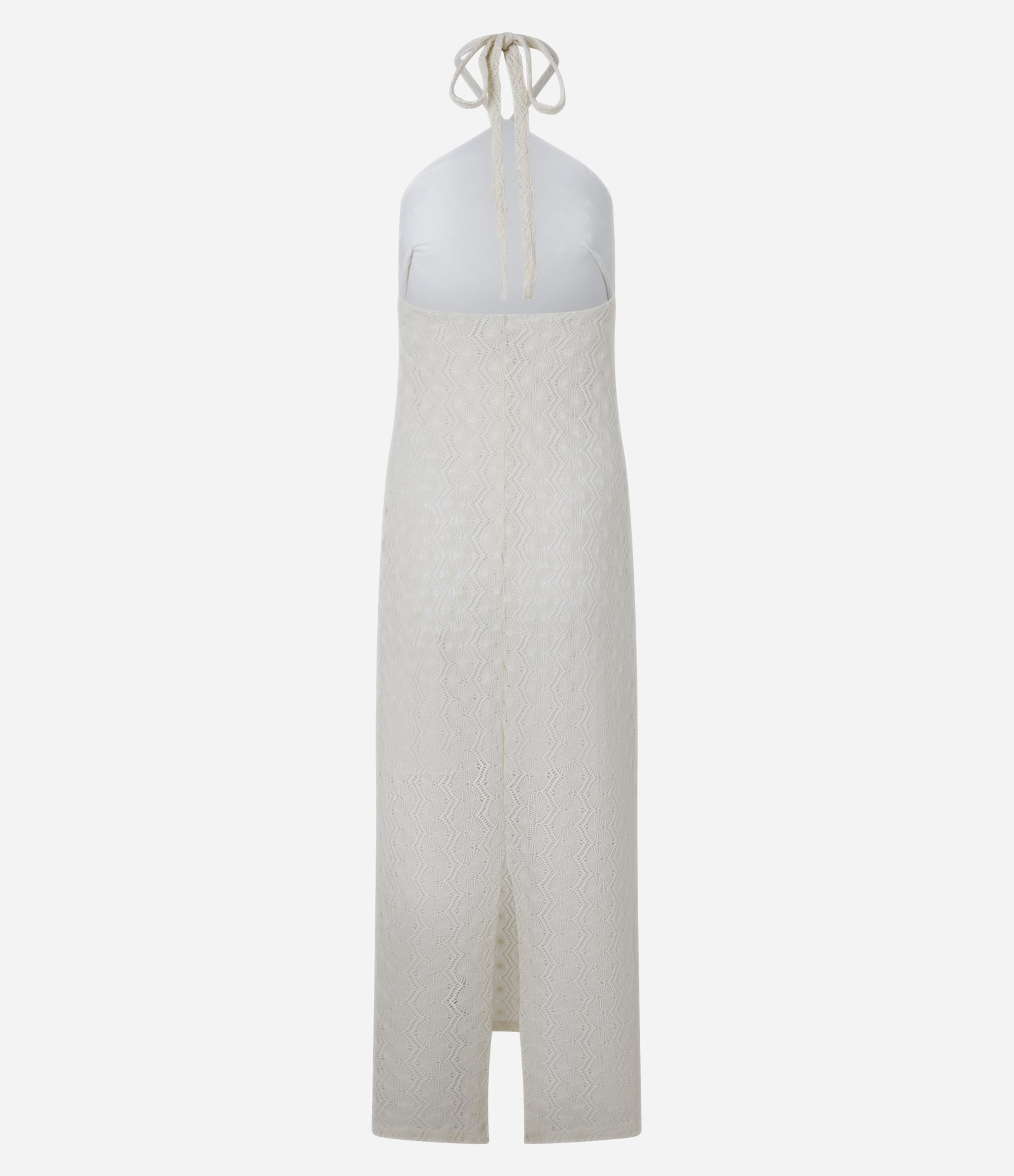 Vestido Reto Long Midi em Renda Frente Única Branco 9
