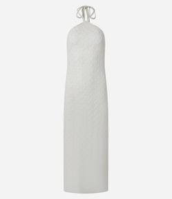 Vestido Reto Long Midi em Renda Frente Única