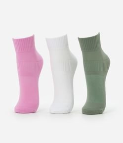 Kit 03 Meias Cano Baixo Esportivas em Poliamida com Logo Get Over