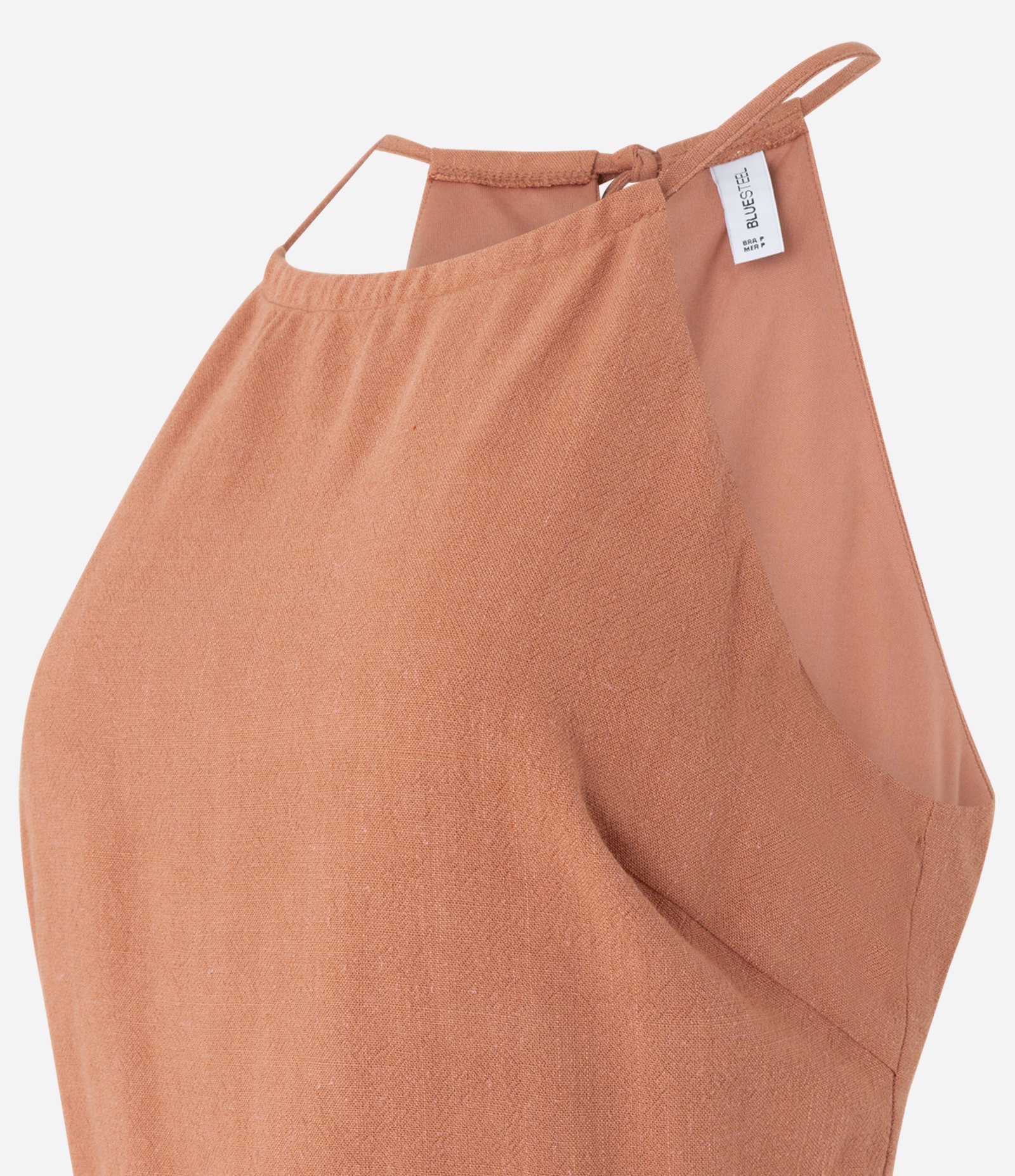 Blusa em Viscolinho com Decote Halter e Conchas Laranja 7