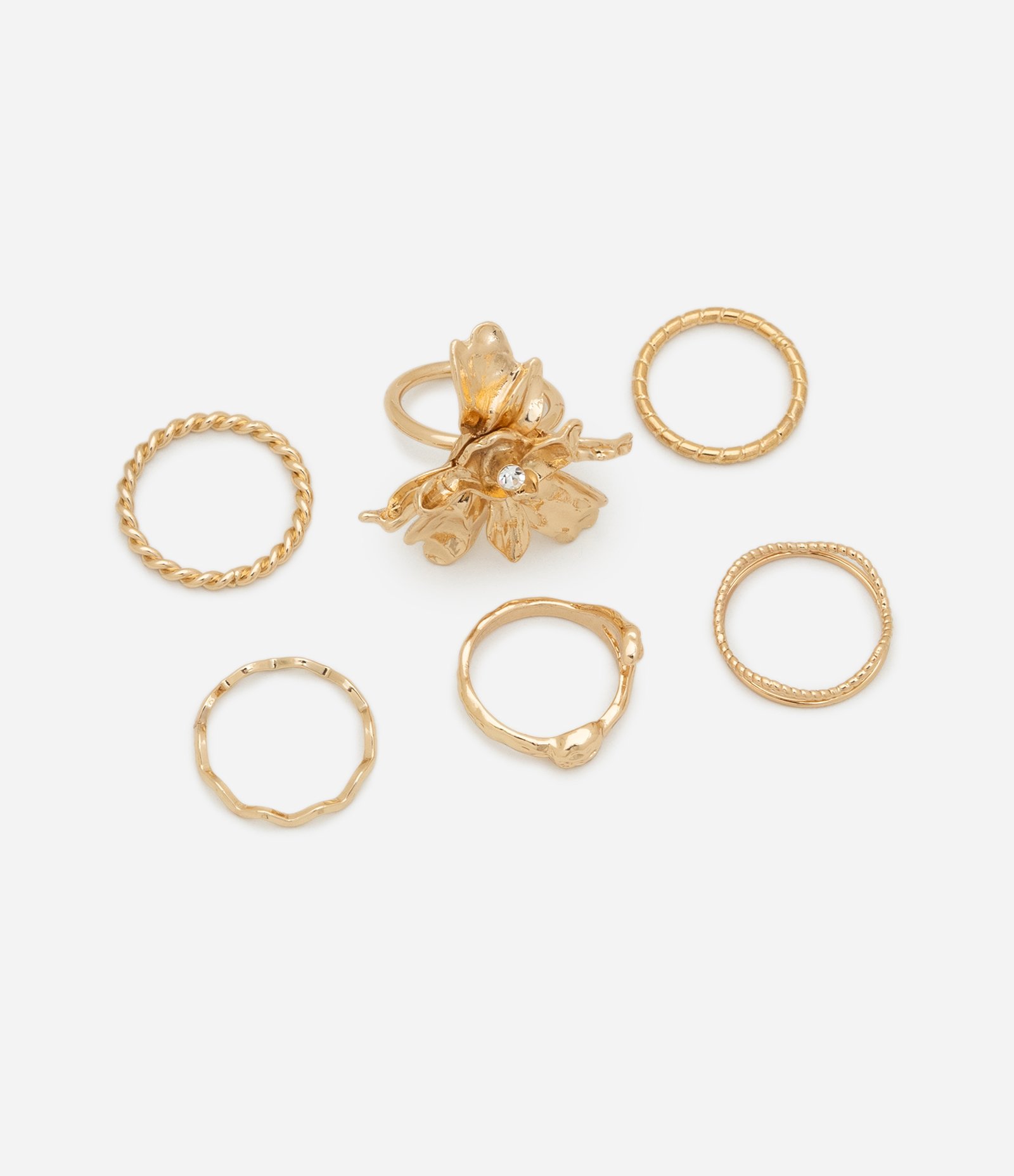 Kit 06 Anéis em Metal com Formas Variadas Dourado 2