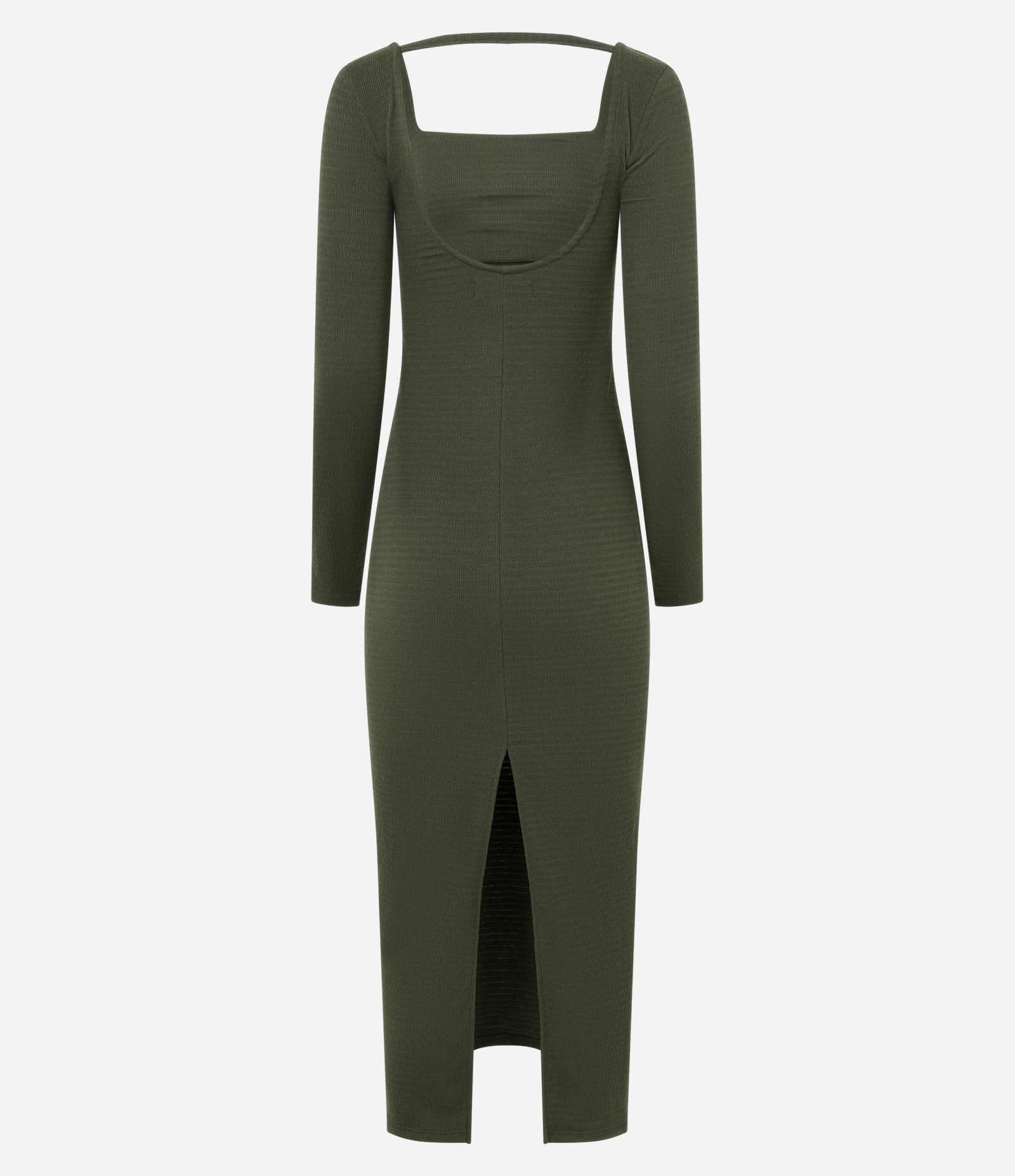 Vestido New Midi em Ribana Canelada com Fenda Verde 8