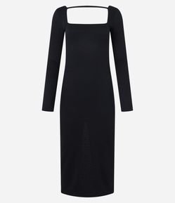 Vestido New Midi em Ribana Canelada com Fenda