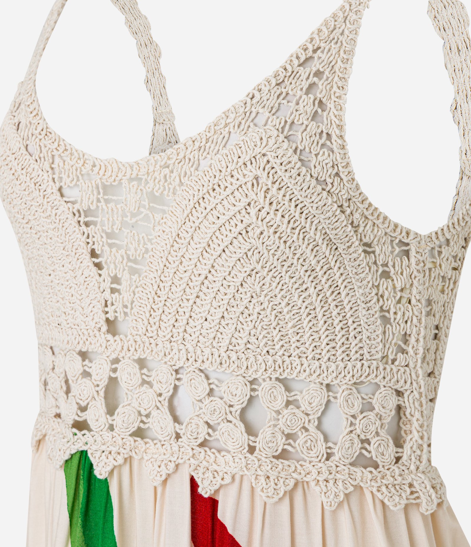 Vestido Long Midi em Viscose com Tricô e Estampa Floral Bege 5