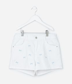 Short Infantil em Jeans com Bordado de Laços - Tam 5 a14 Anos