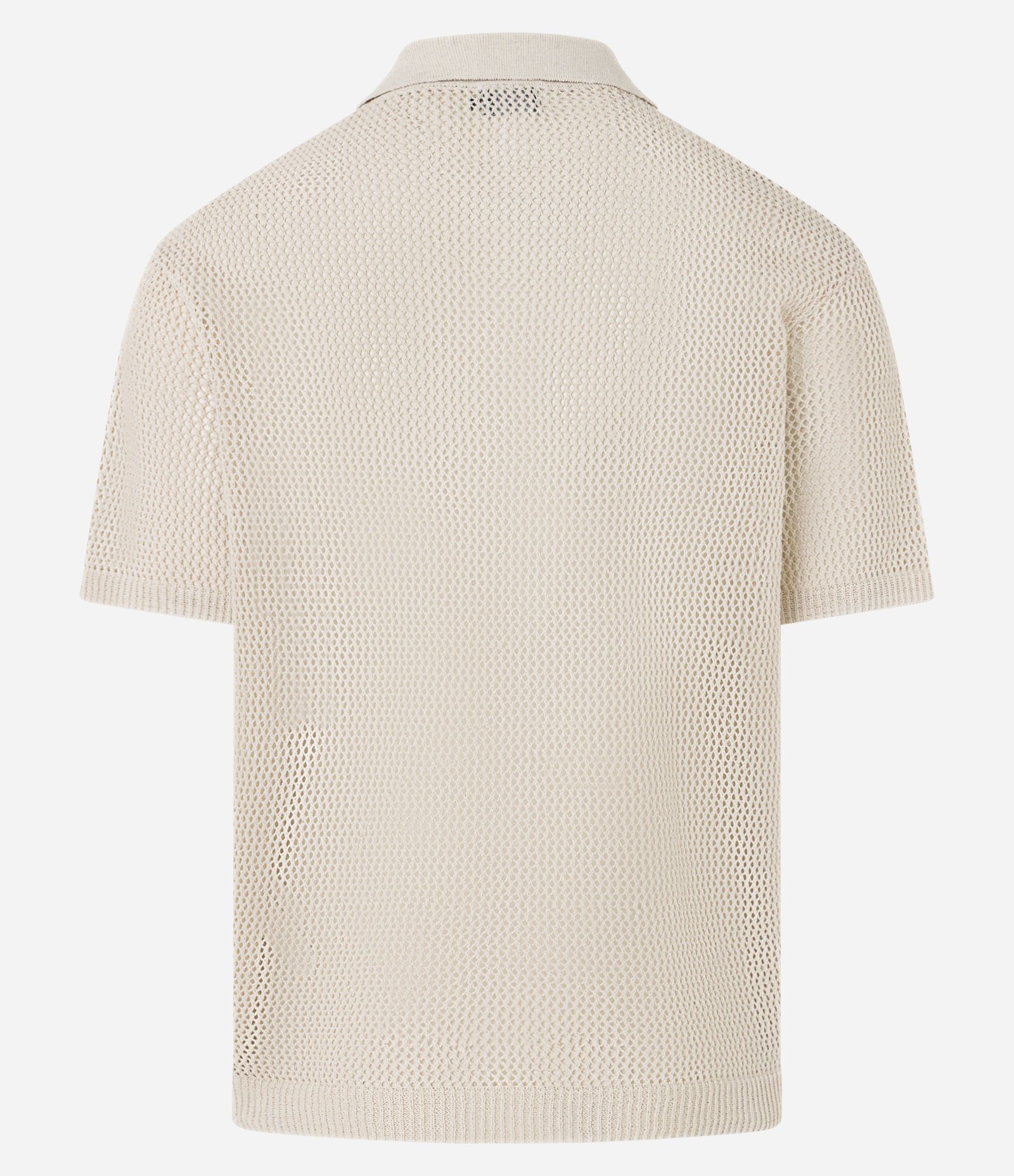 Camisa Polo Boxy em Tricô com Textura Bege 9