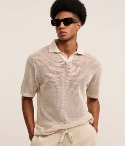 Camisa Polo Boxy em Tricô com Textura