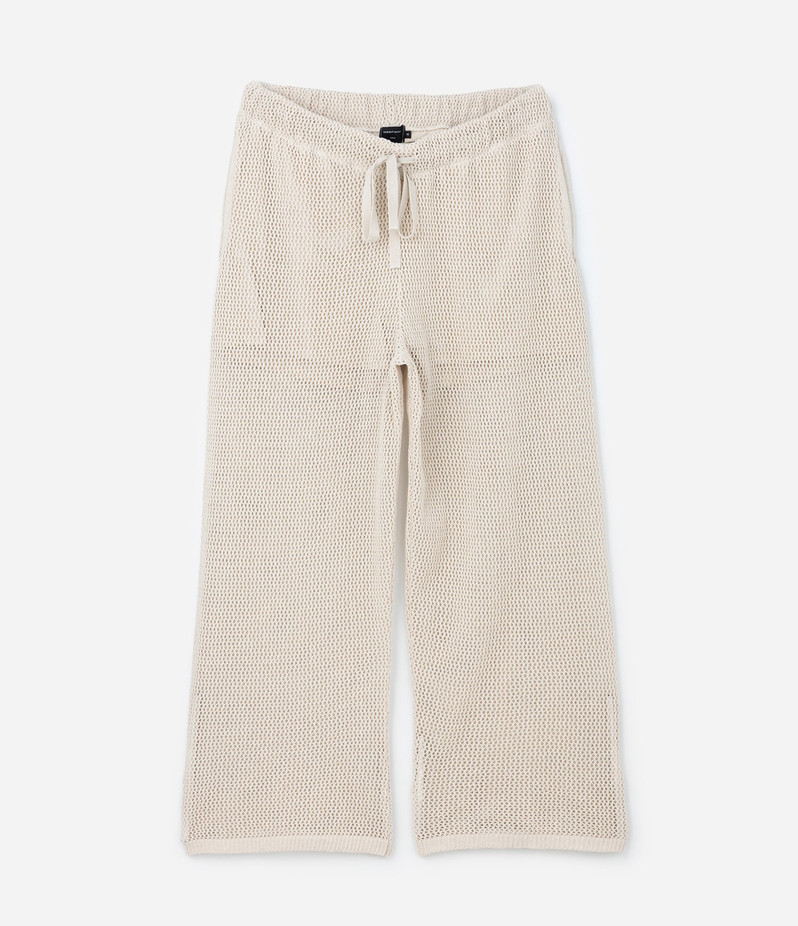 Calça Wide Leg em Tricô com Bolso Bege 6