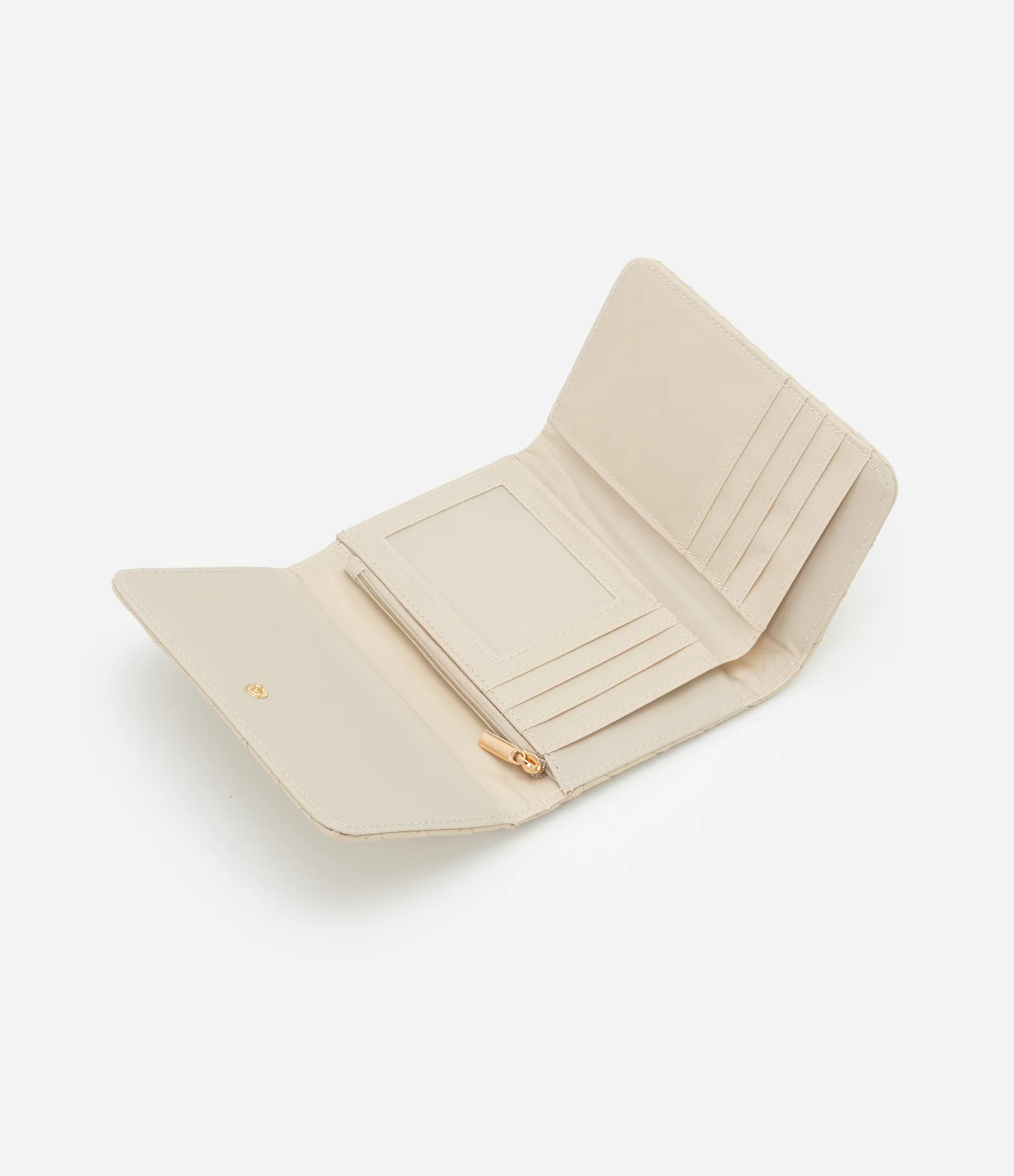 Carteira Envelope Média com Textura Tressê Bege 5