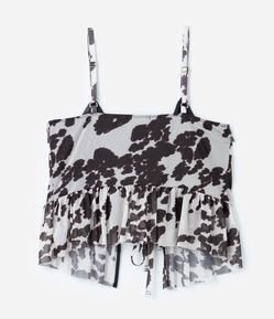 Blusa Tule com Amarração e Estampa de Vaca Curve & Plus Size