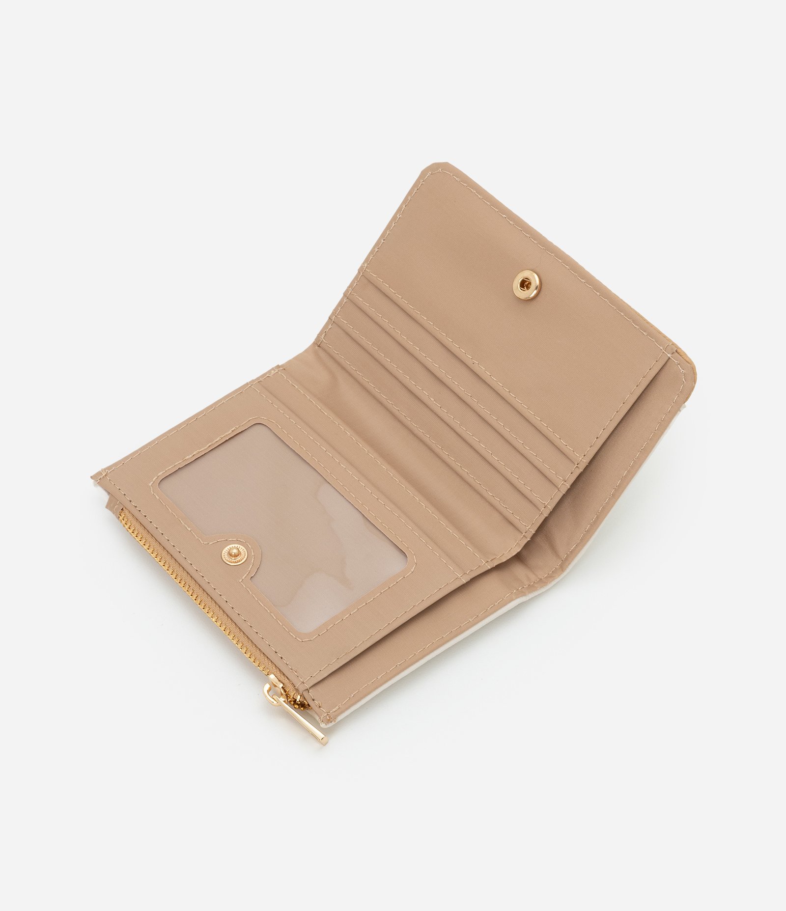 Carteira Envelope Pequena Bicolor Off White/Bege 5