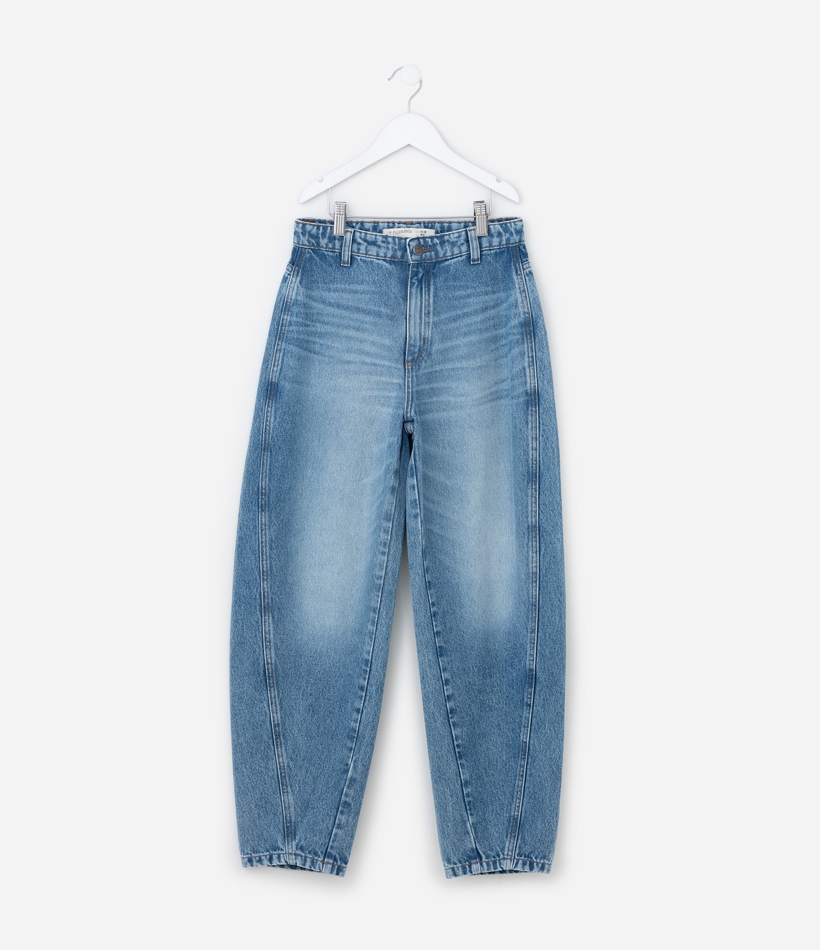 Calça Balloon Infantil Jeans com Recortes - Tam 5 a 14  Anos Azul 1