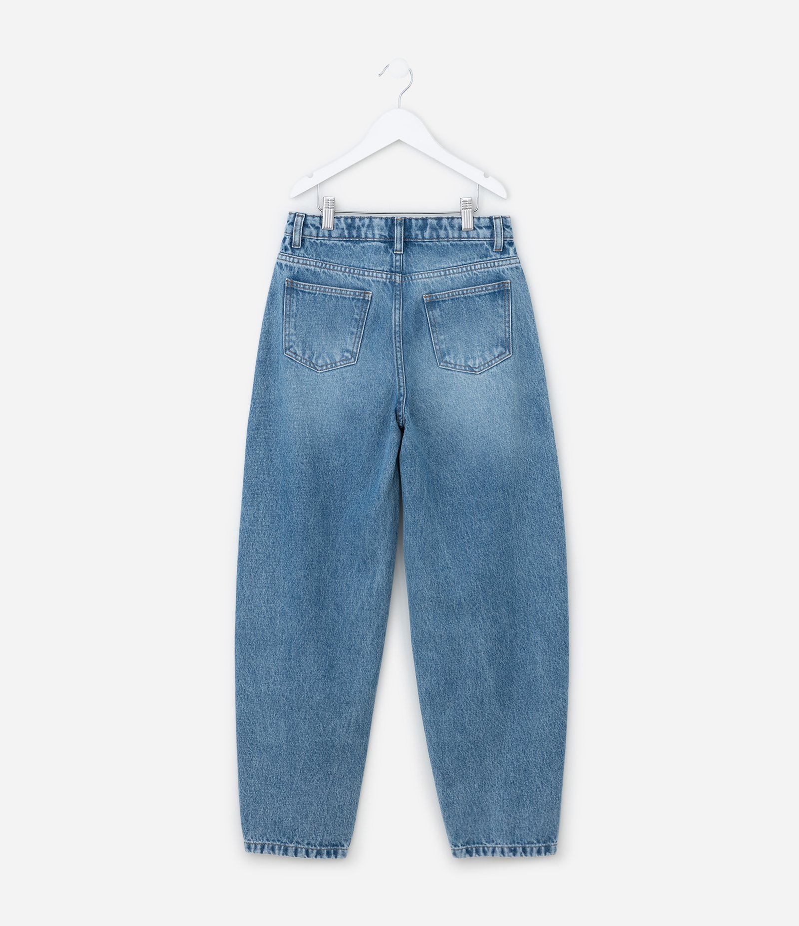 Calça Balloon Infantil Jeans com Recortes - Tam 5 a 14  Anos Azul 2