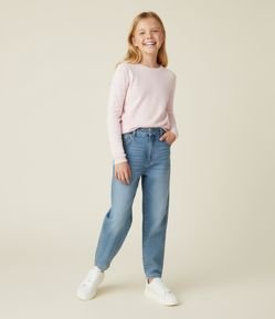Calça Balloon Infantil Jeans com Recortes - Tam 5 a 14  Anos