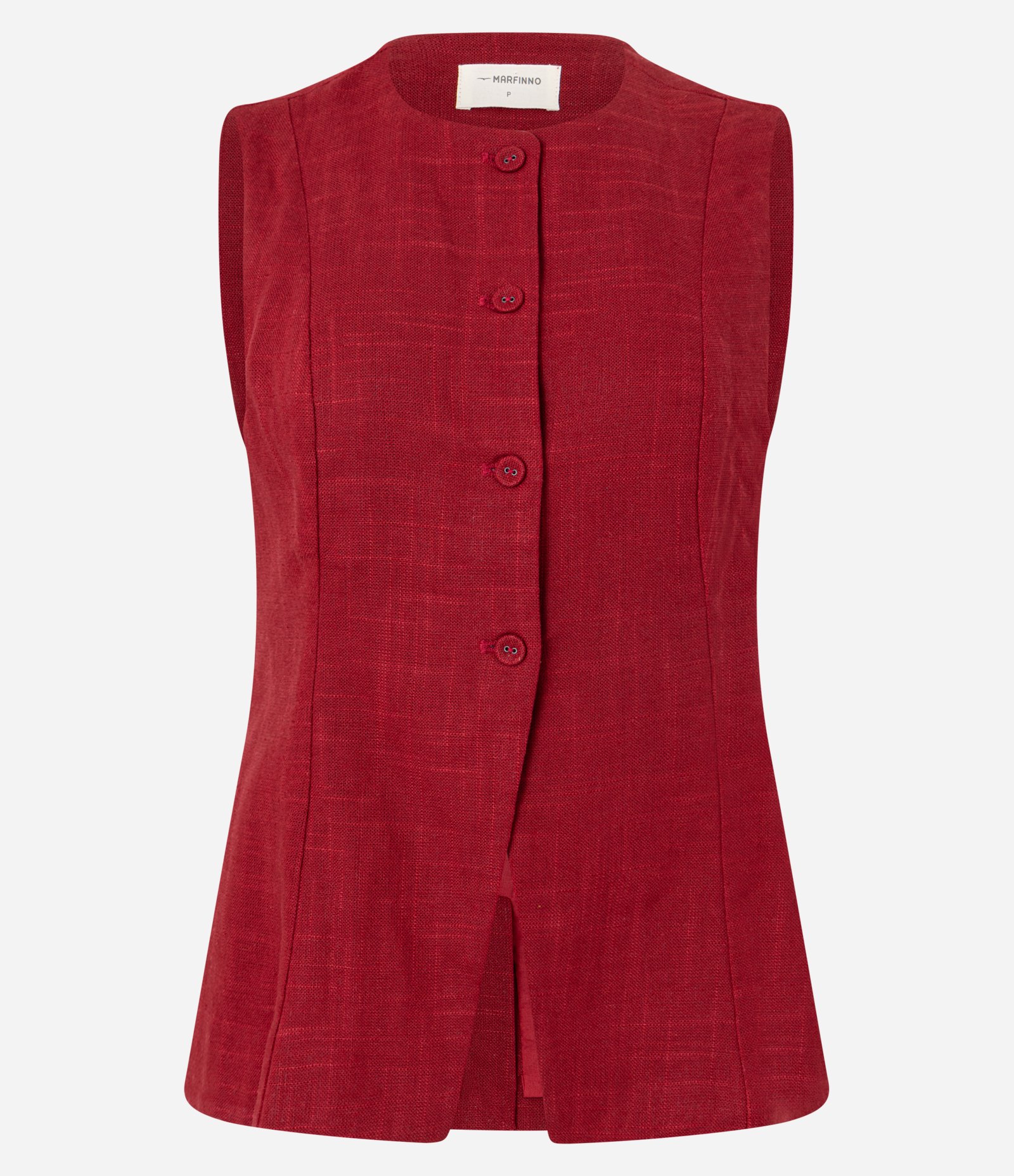 Colete com Botões Forrados e Detalhe em V na Barra Vermelho 5