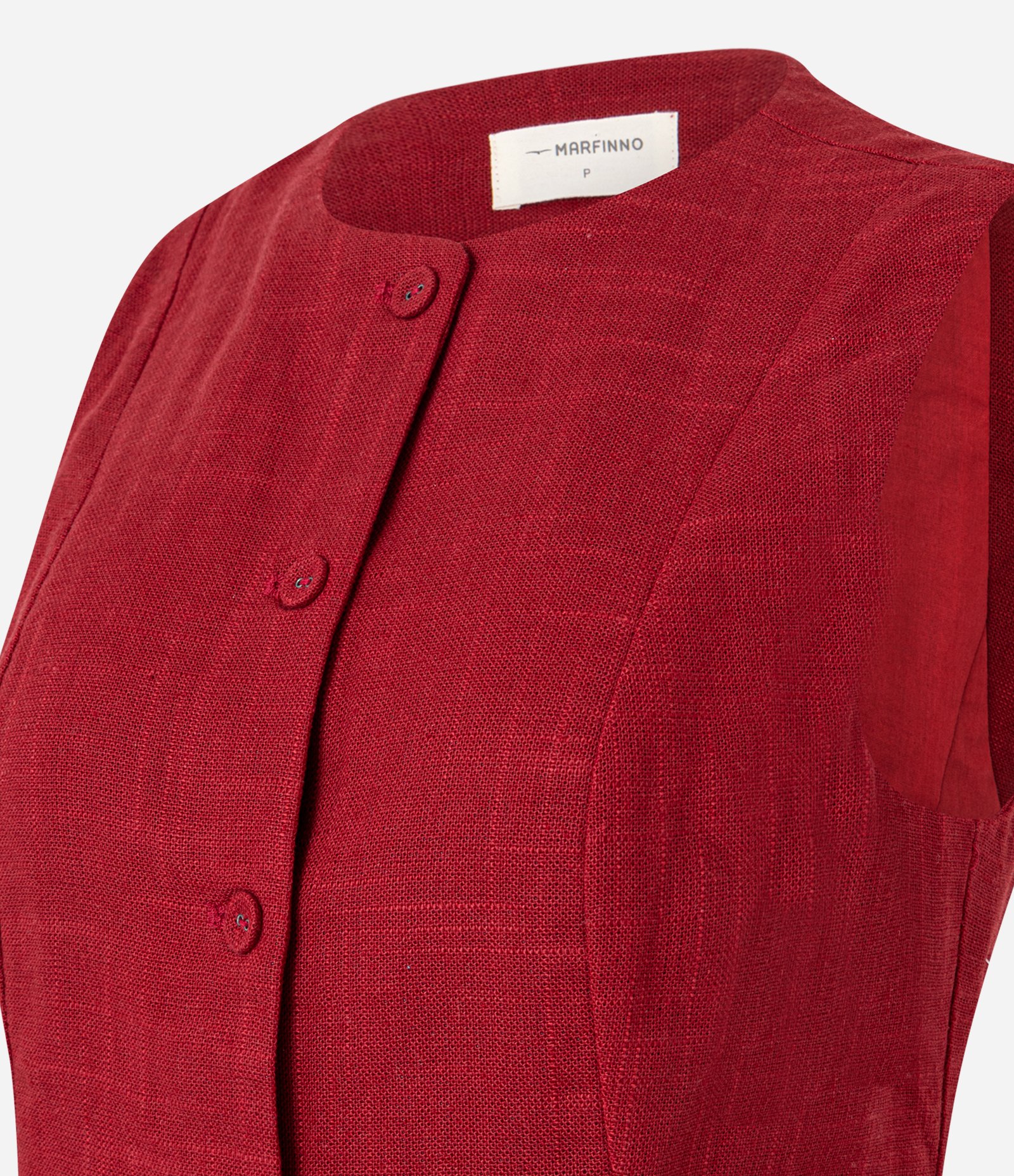 Colete com Botões Forrados e Detalhe em V na Barra Vermelho 6