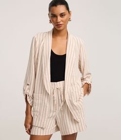 Blazer em Airflow com Listras Verticais de Fio Tinto