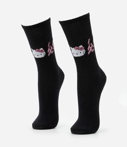 Meia Cano Alto com Estampa Tribal da Hello Kitty