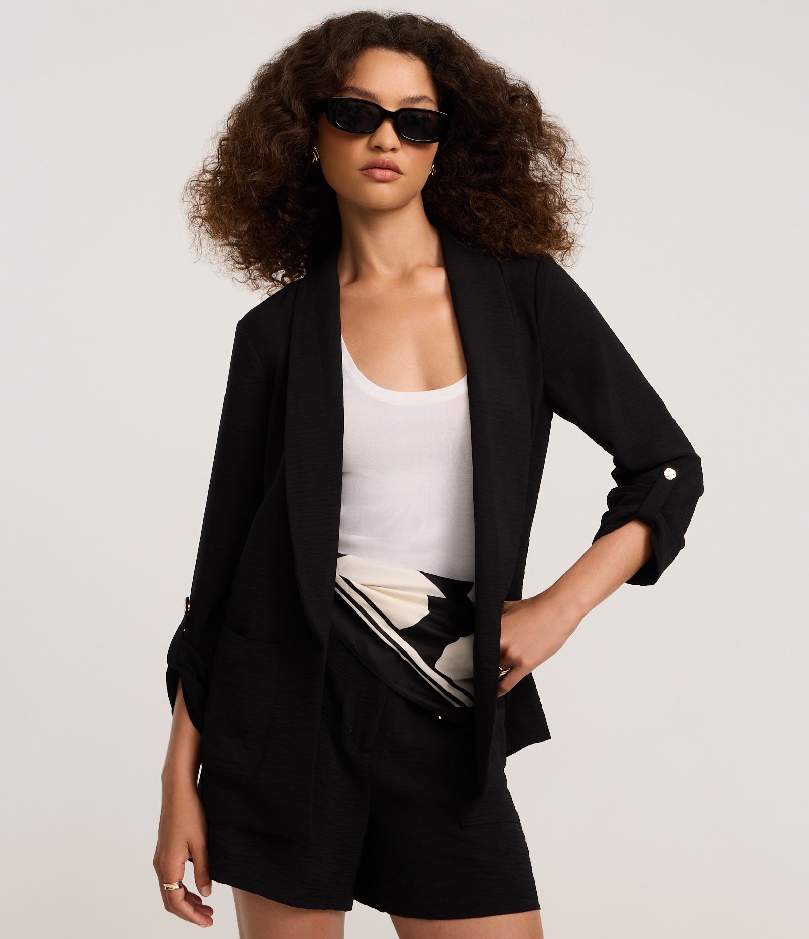 Blazer em Airflow com Faixas e Botões nos Punhos Preto 1