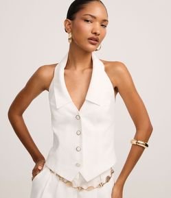 Colete Slim Alfaiatado de Frente Única em Viscose