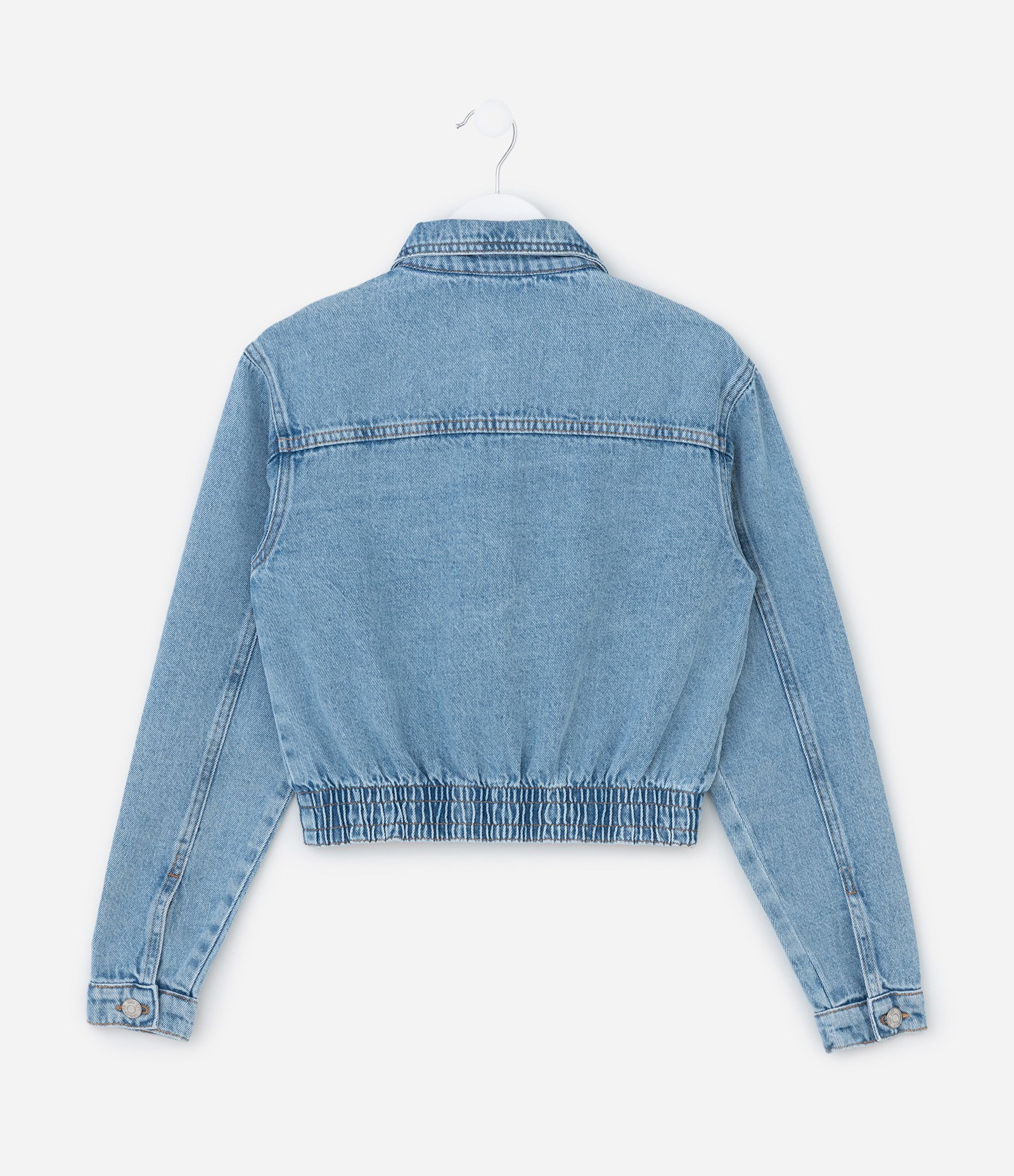 Jaqueta Bomber Infantil Jeans com Brilhinhos - Tam 7 a 14 Anos Azul 2
