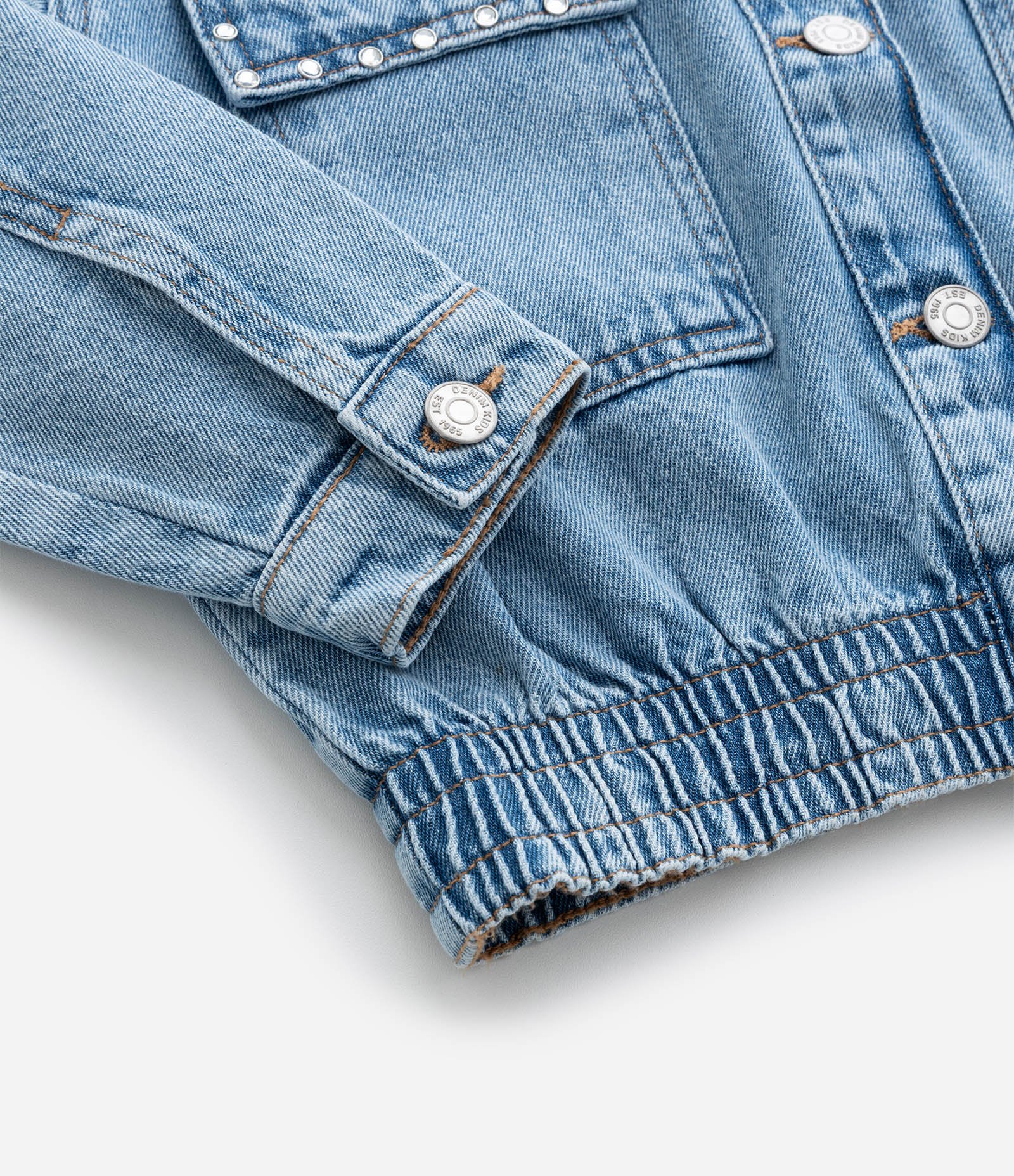 Jaqueta Bomber Infantil Jeans com Brilhinhos - Tam 7 a 14 Anos Azul 4