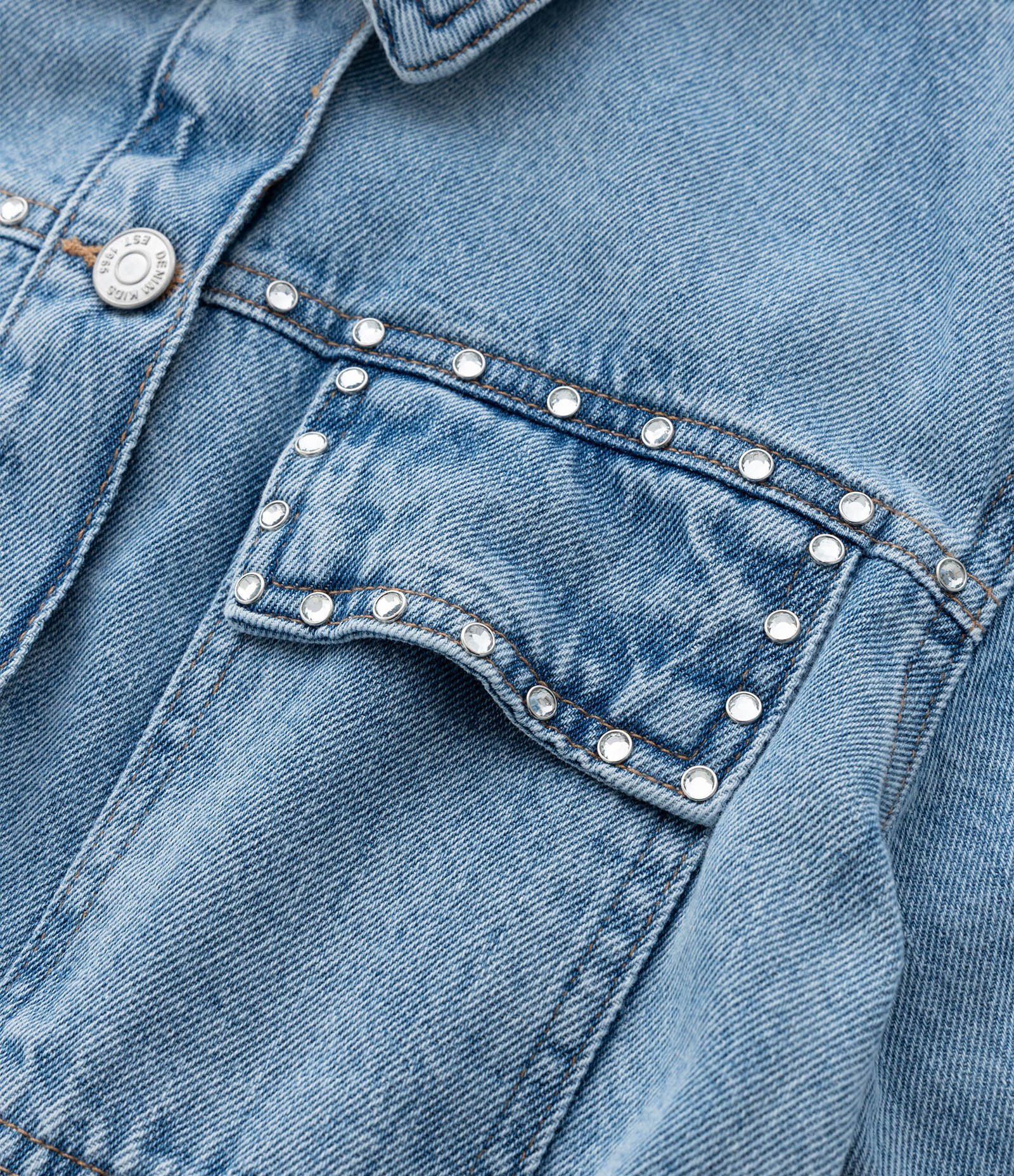 Jaqueta Bomber Infantil Jeans com Brilhinhos - Tam 7 a 14 Anos Azul 5