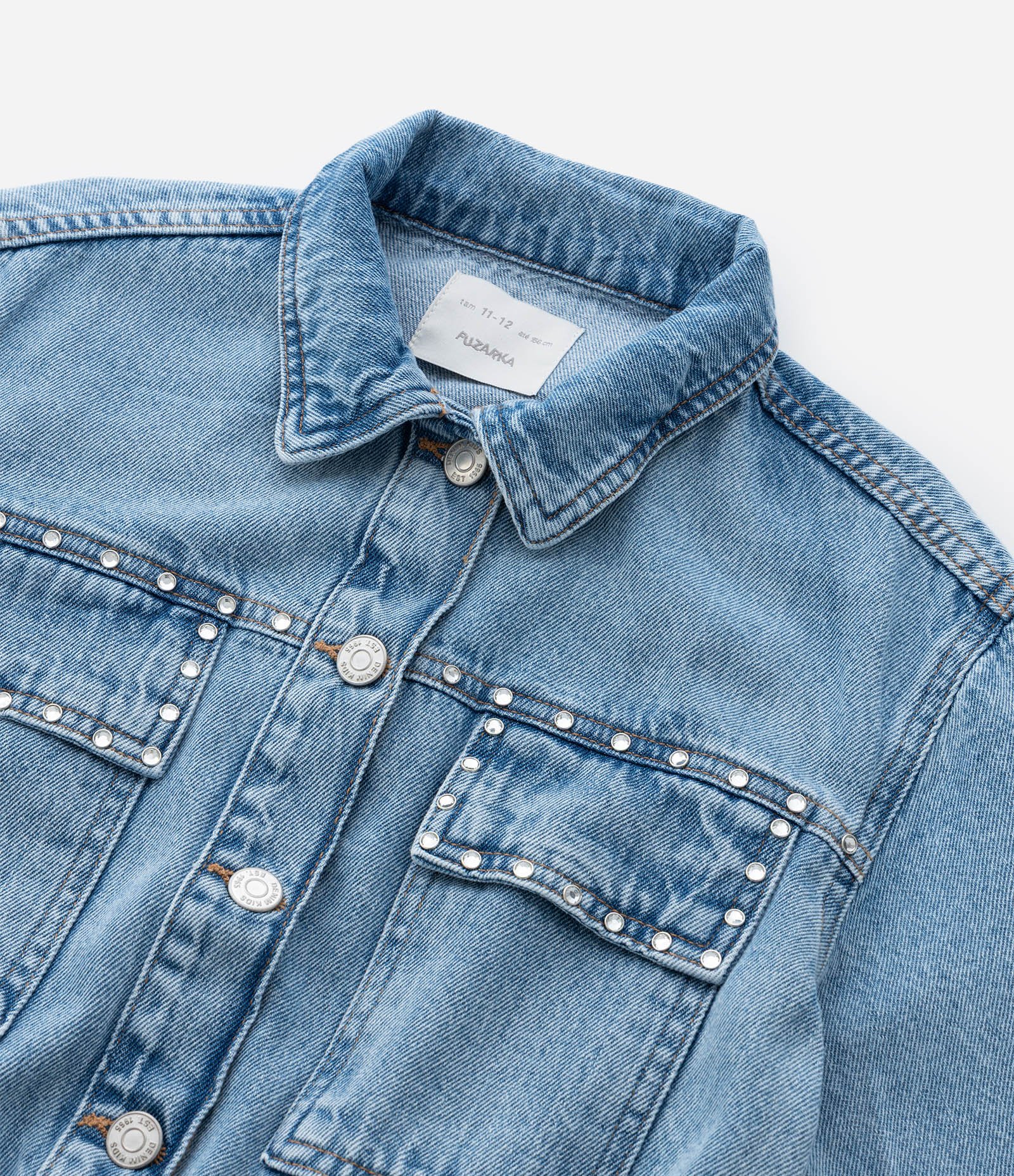 Jaqueta Bomber Infantil Jeans com Brilhinhos - Tam 7 a 14 Anos Azul 6