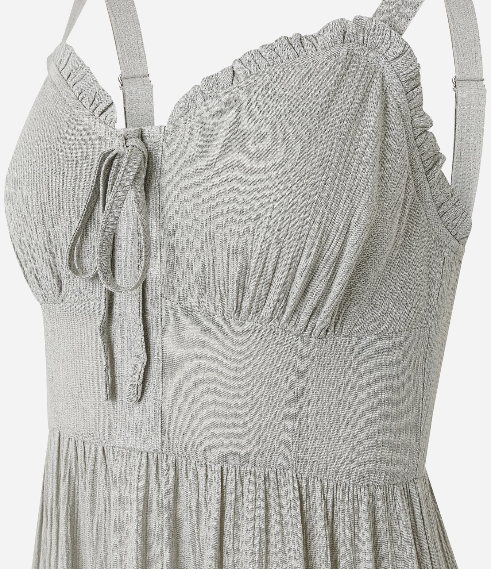 Vestido Longo em Viscose com Amarração no Decote Coração Verde 8