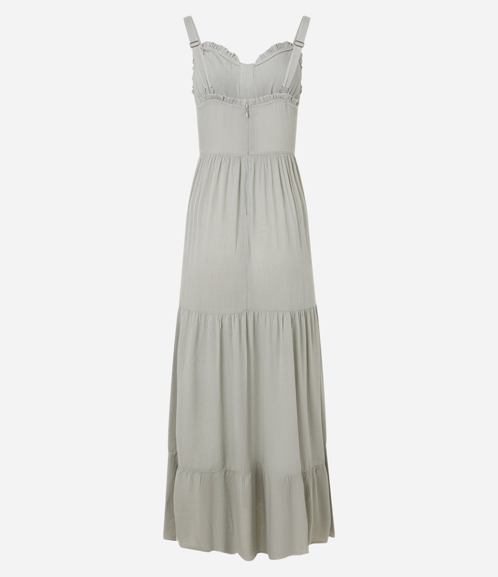 Vestido Longo em Viscose com Amarração no Decote Coração Verde 9