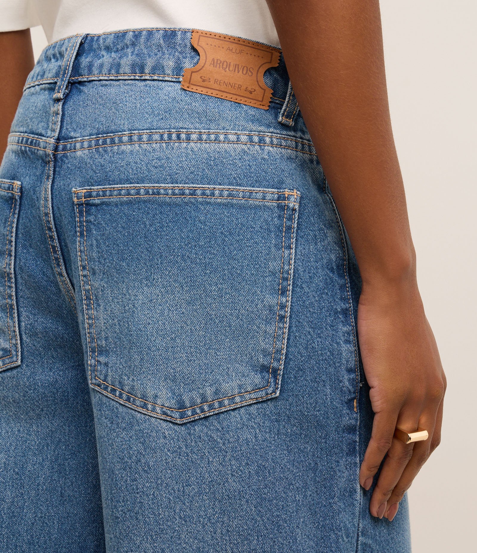 Calça Baggy em Jeans com Cintura Média Azul 6