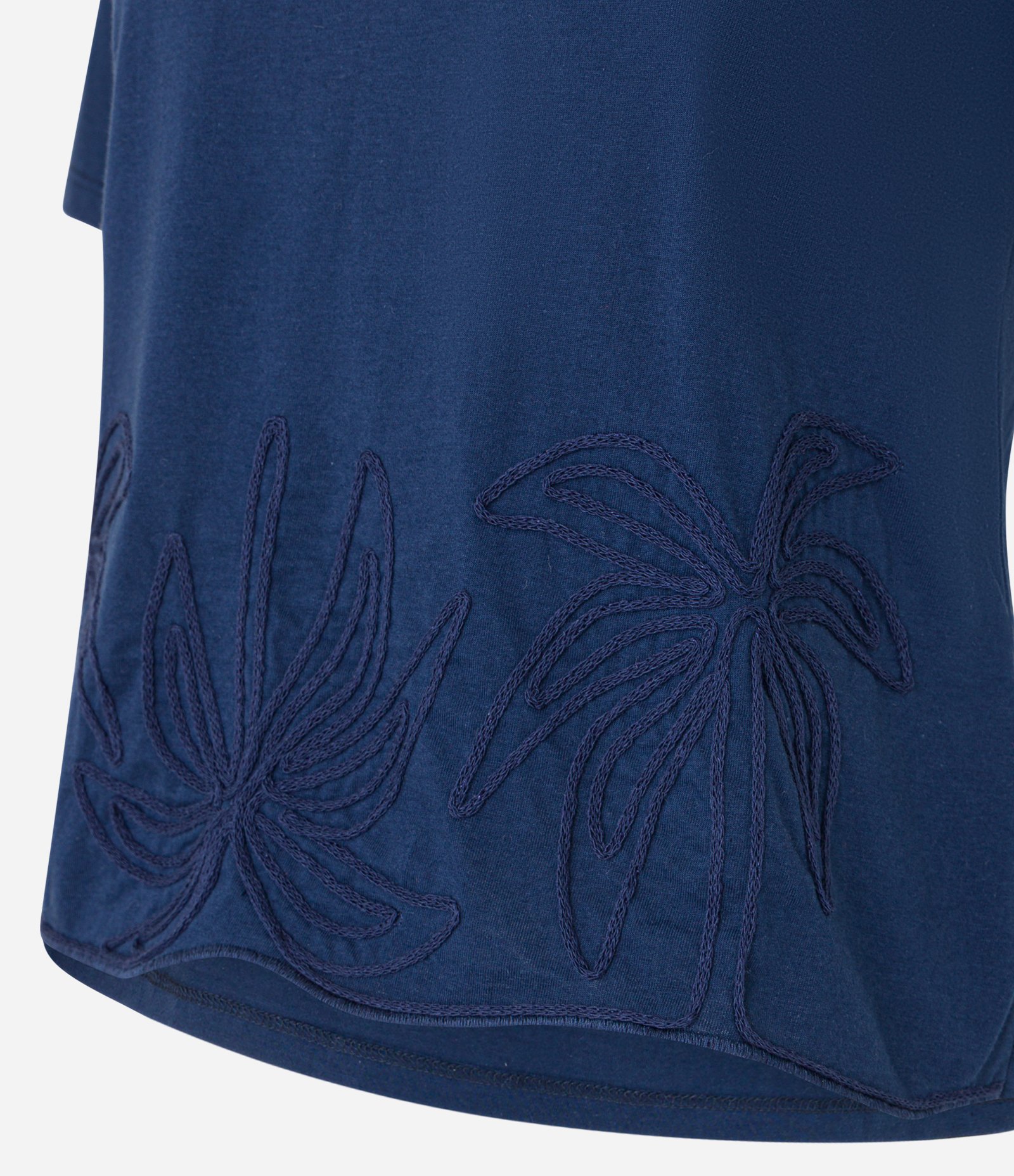 Camiseta Slim em Algodão com Barra Bordada de Coqueiros Azul 6