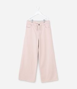 Calça Infantil Wide Leg em Jeans com Cordão -  Tam 5 a 14 Anos