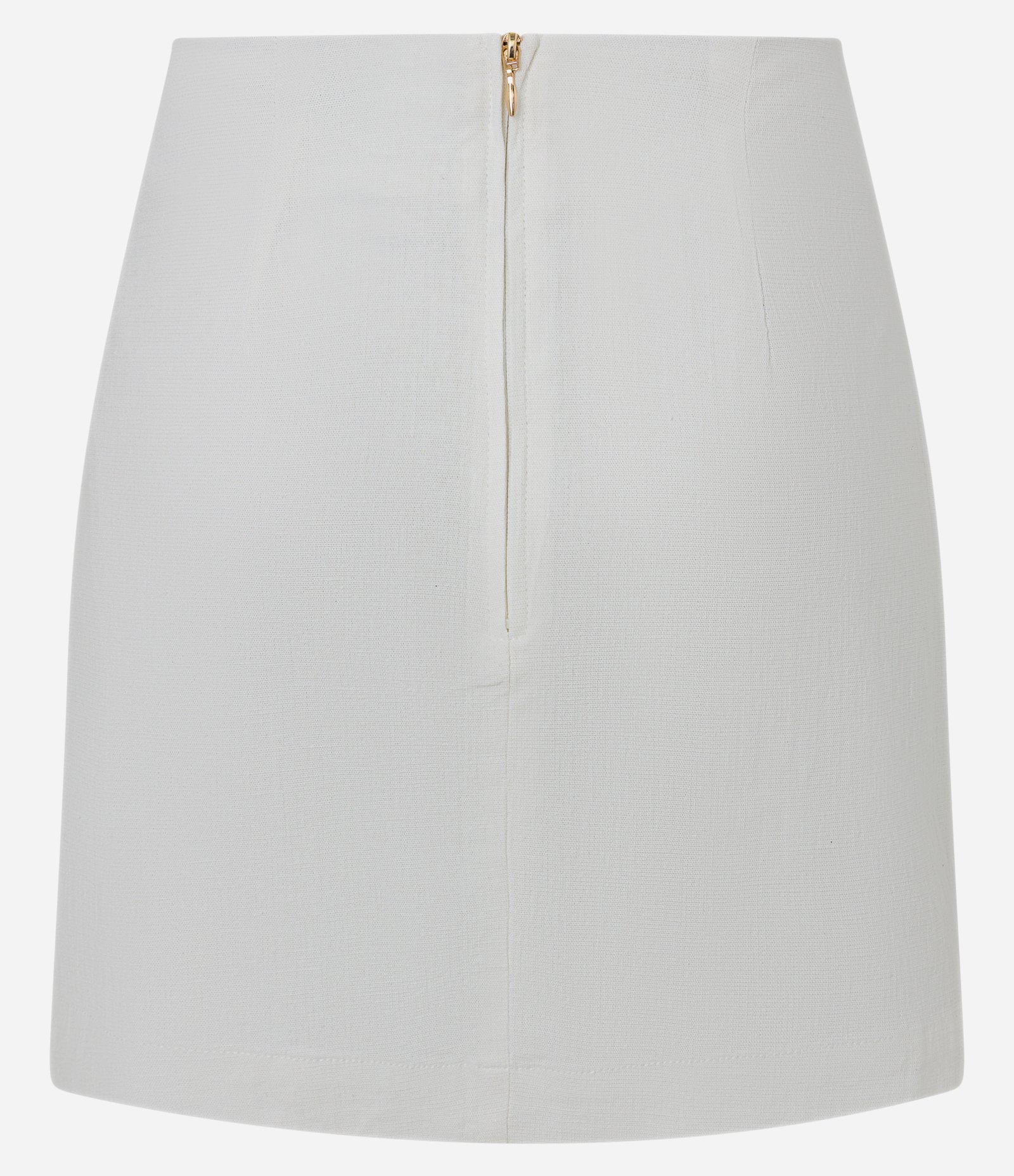 Saia Reta Curta em Viscolinho com Transpasse Recortado Off White 6