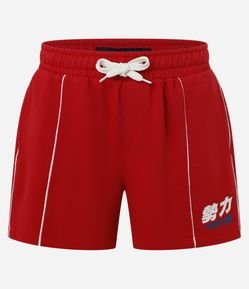 Bermuda Oversized em Moletom com Estampa localizada e Frisos