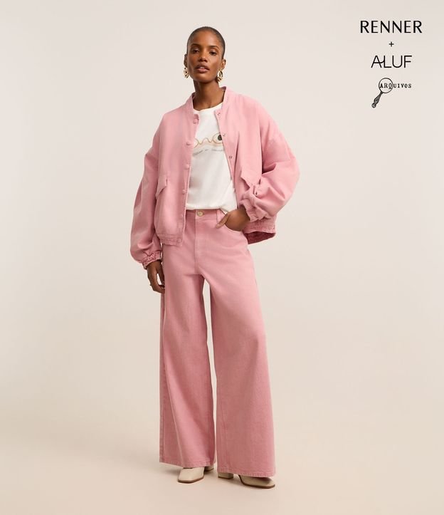 Calça Baggy em Jeans com Cintura Média