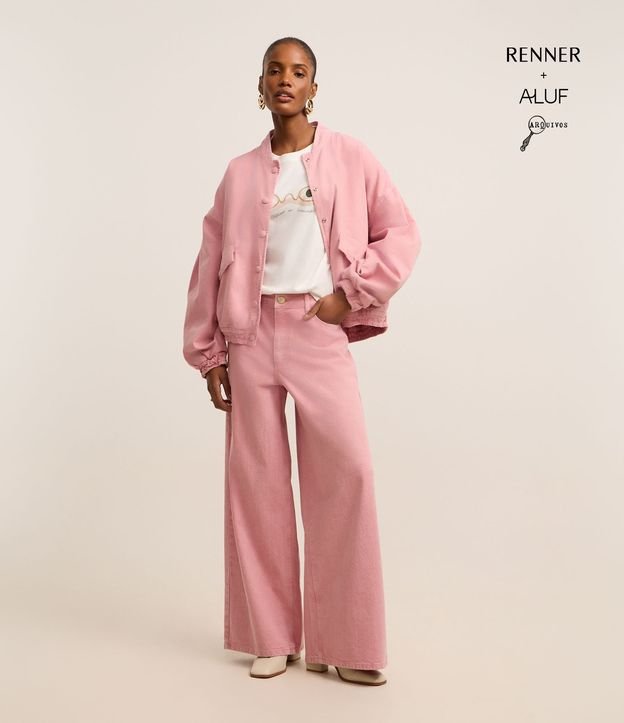 Calça Baggy em Jeans com Cintura Média