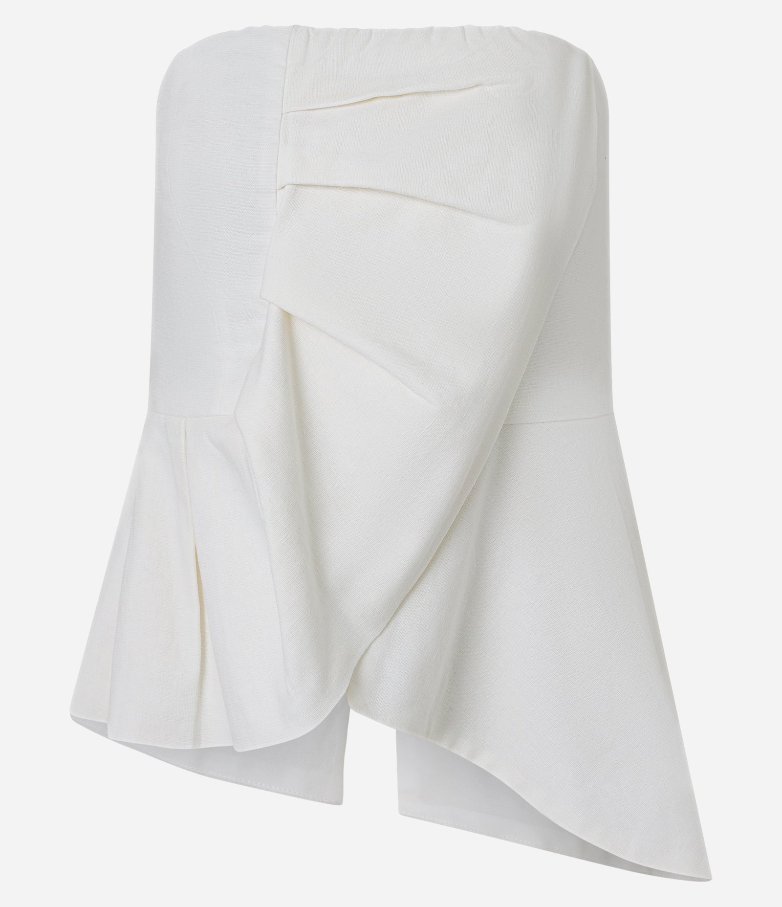 Blusa Sem Alça em Viscolinho com Transpasse Assimétrico Off White 5