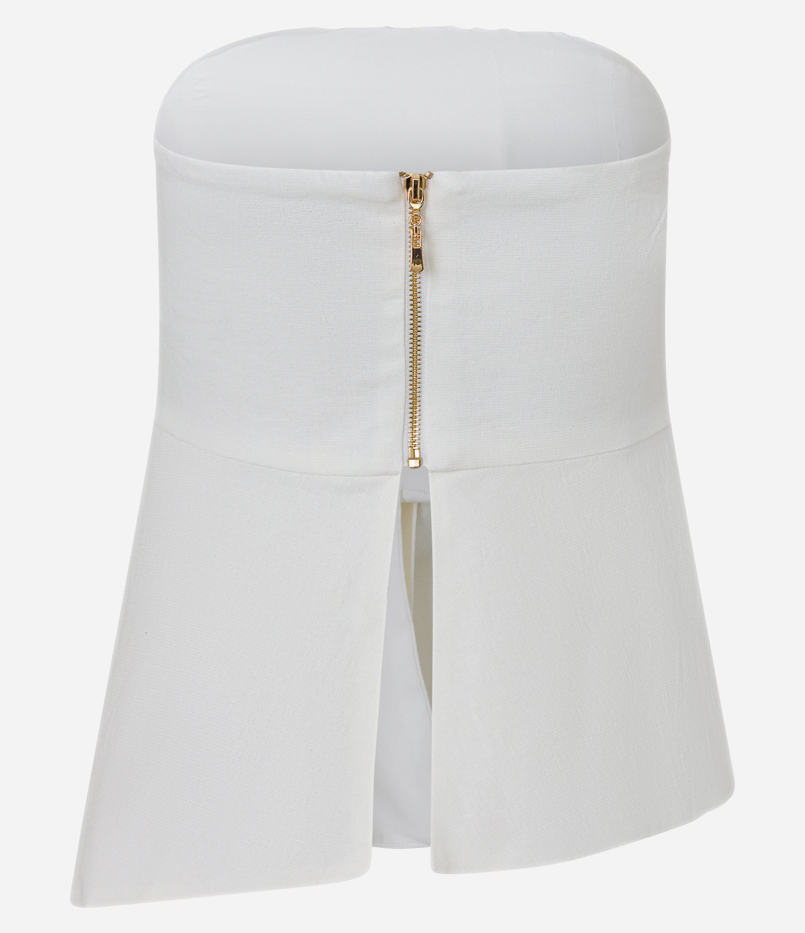 Blusa Sem Alça em Viscolinho com Transpasse Assimétrico Off White 7