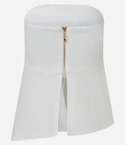 Blusa Sem Alça em Viscolinho com Transpasse Assimétrico