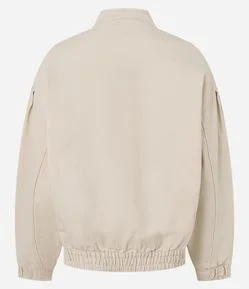 Jaqueta Bomber em Sarja com Botões e Lapelas